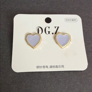 Gold and Purple Heart Earrings